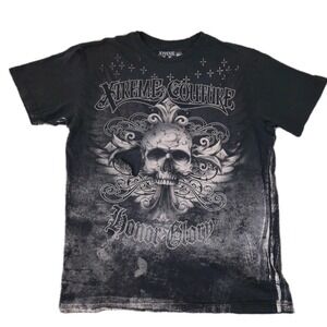 Y2K Xtreme Couture Affliction Style Graphic Shirt Size L Skeleton Goth Grunge